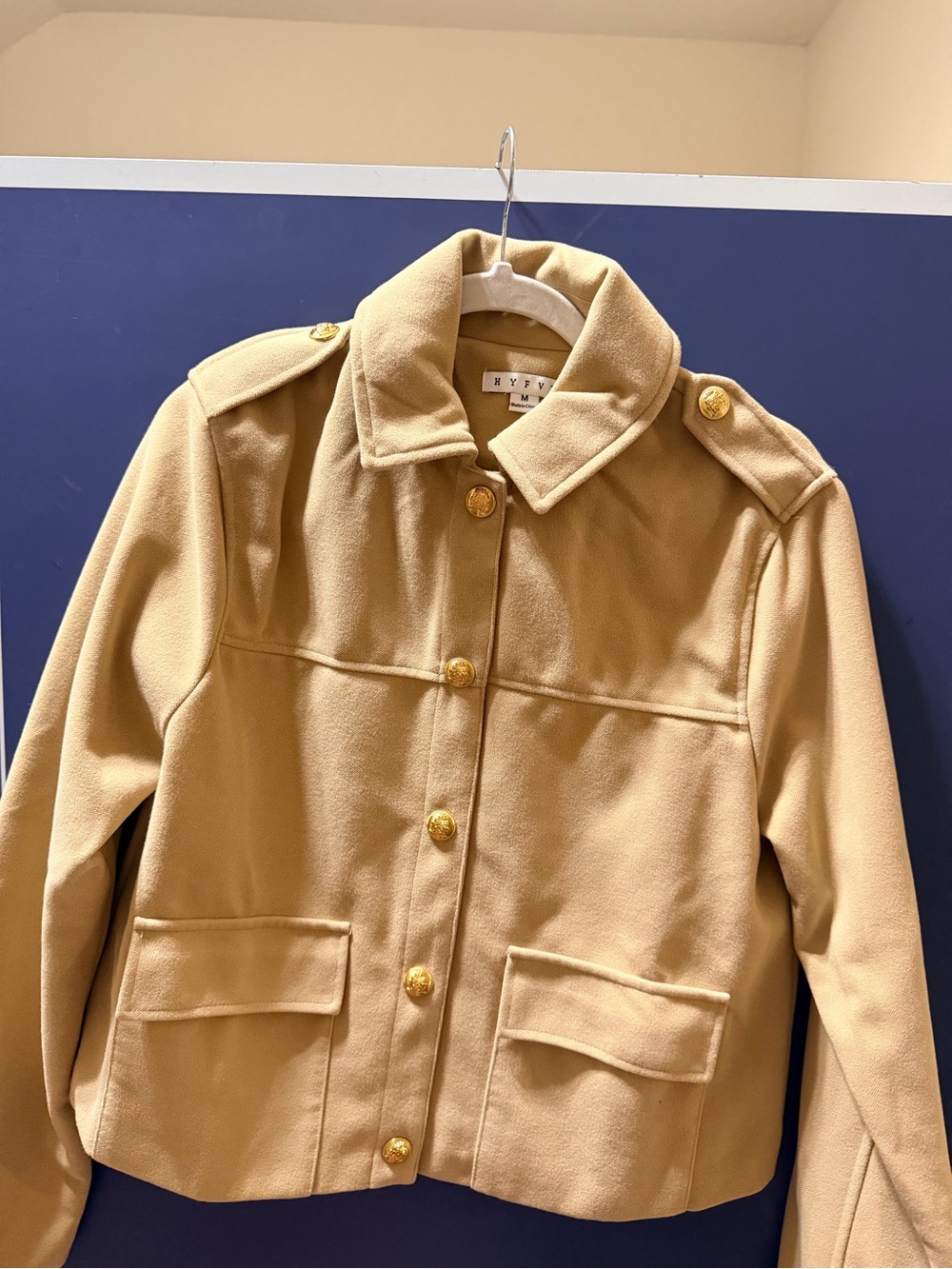 HYFVE Camel Military-Style Button Jacket